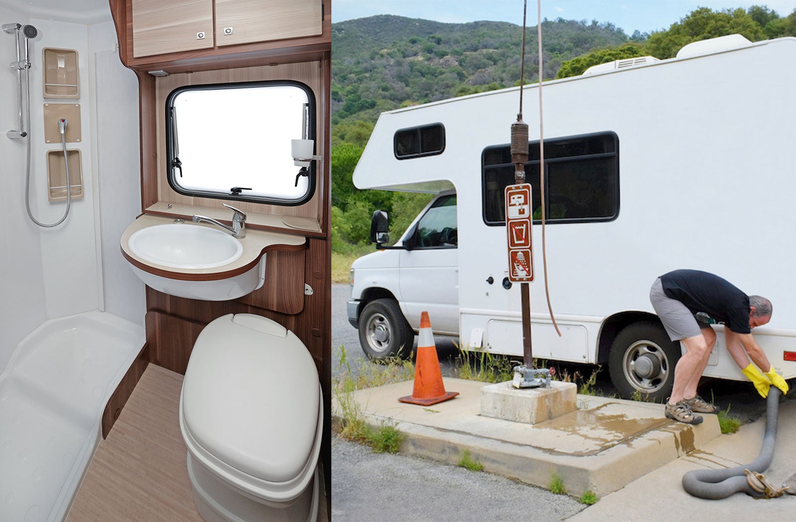 Portable RV/camper toilet and holding tank setup in Newark, Delaware